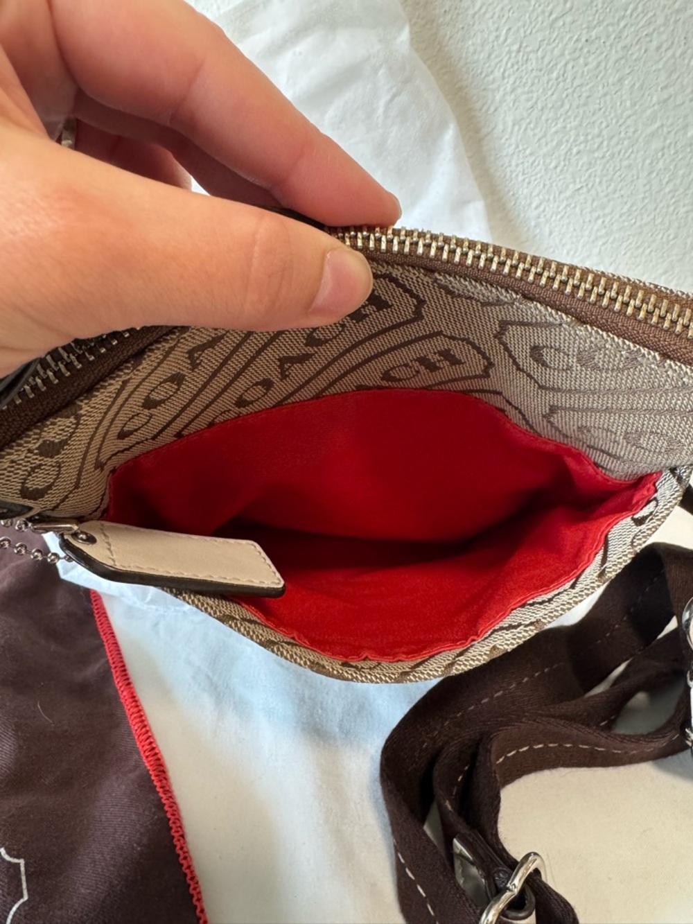 Coach Beige Signature Crossbody Bag - Picture 3 of 6